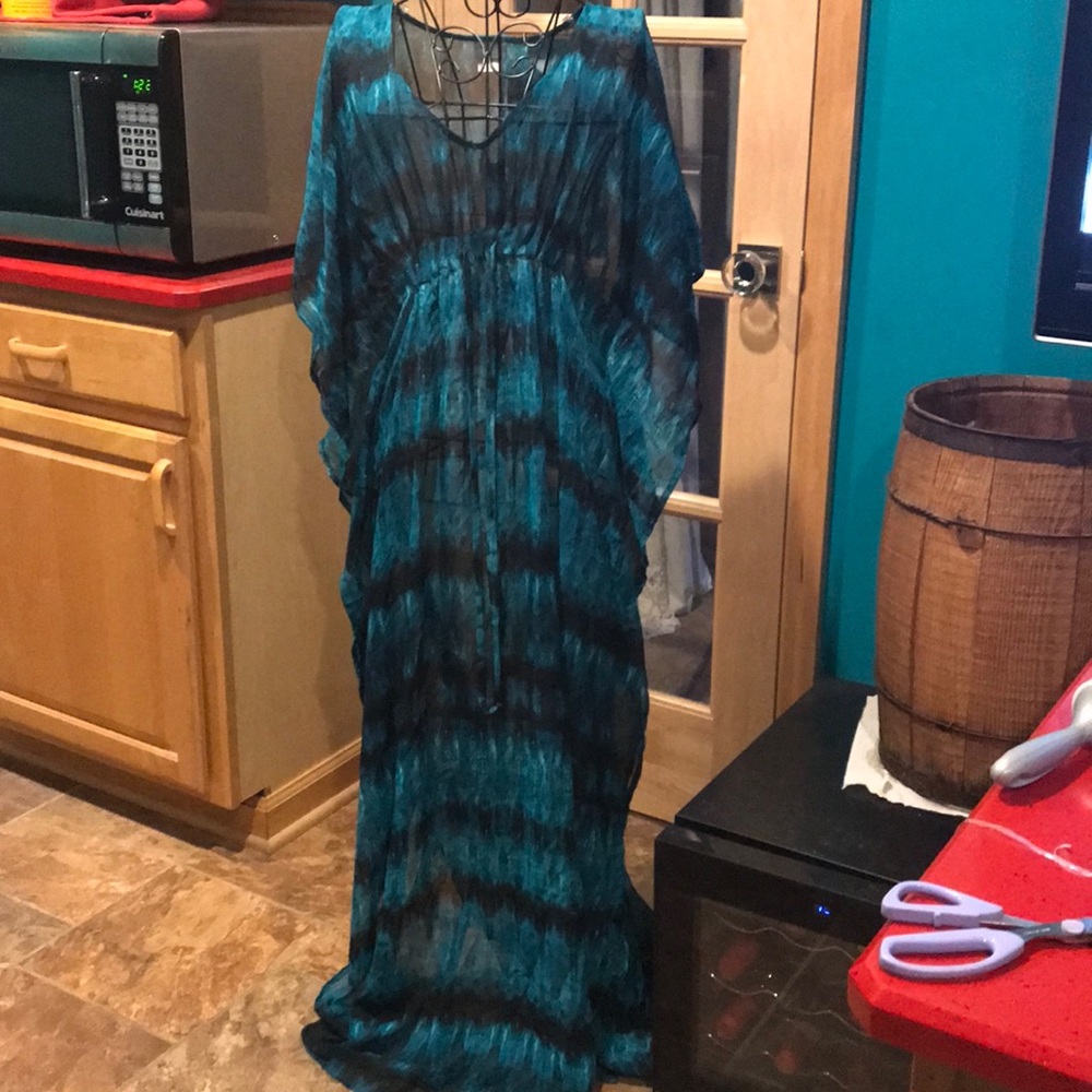 Caftan sheer swim cover up